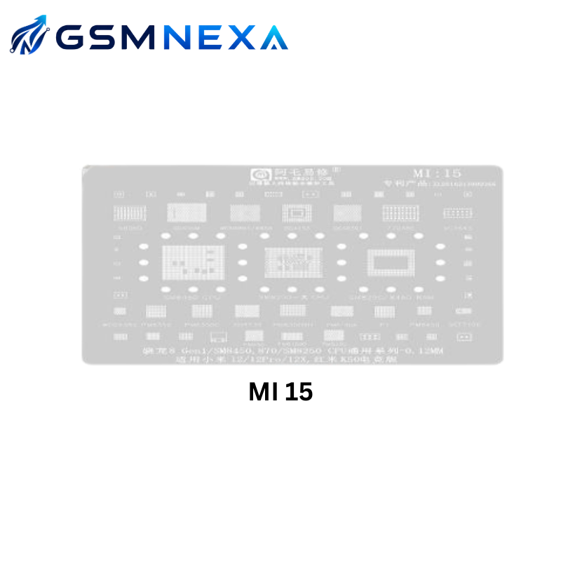 AMAOE MI15 Stencil for Xiaomi 12 / 12 Pro / 12X / Redmi K50 CPU Reballing