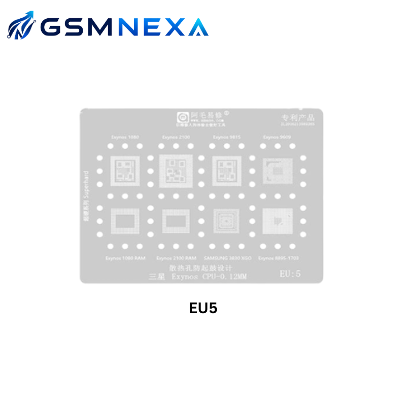 AMAOE EU-5 Stencil for Samsung Exynos CPU IC BGA Reballing (0.12mm)