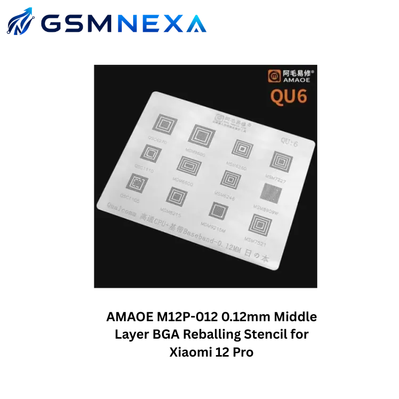 AMAOE M12P-012 0.12mm Middle Layer BGA Reballing Stencil for Xiaomi 12 Pro