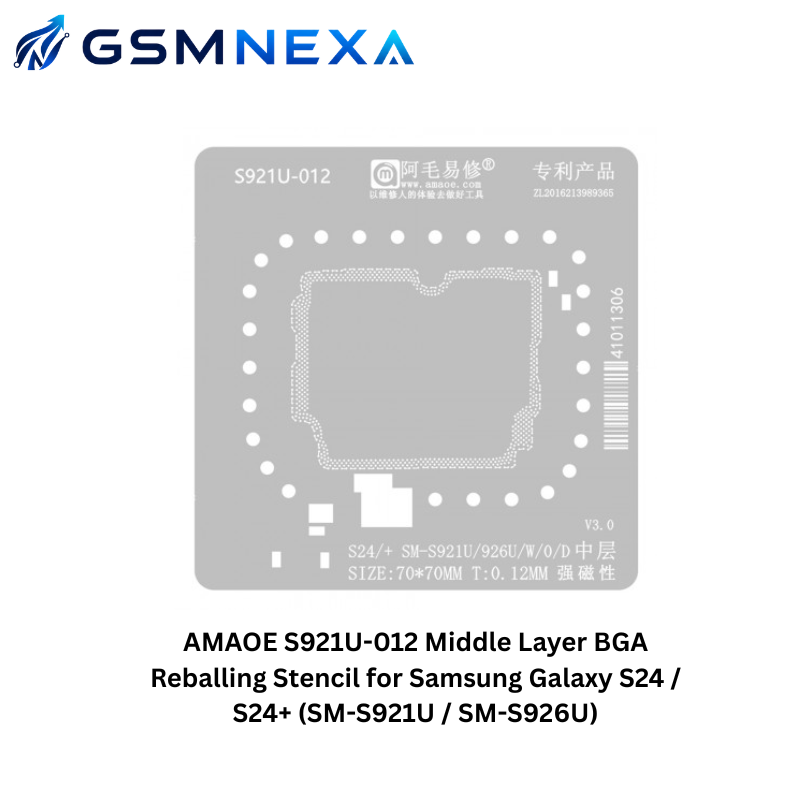 AMAOE S921U-012 Middle Layer BGA Reballing Stencil for Samsung Galaxy S24 / S24+ (SM-S921U / SM-S926U)