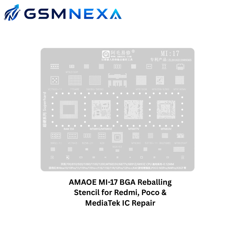 AMAOE MI-17 BGA Reballing Stencil for Redmi, Poco & MediaTek IC Repair