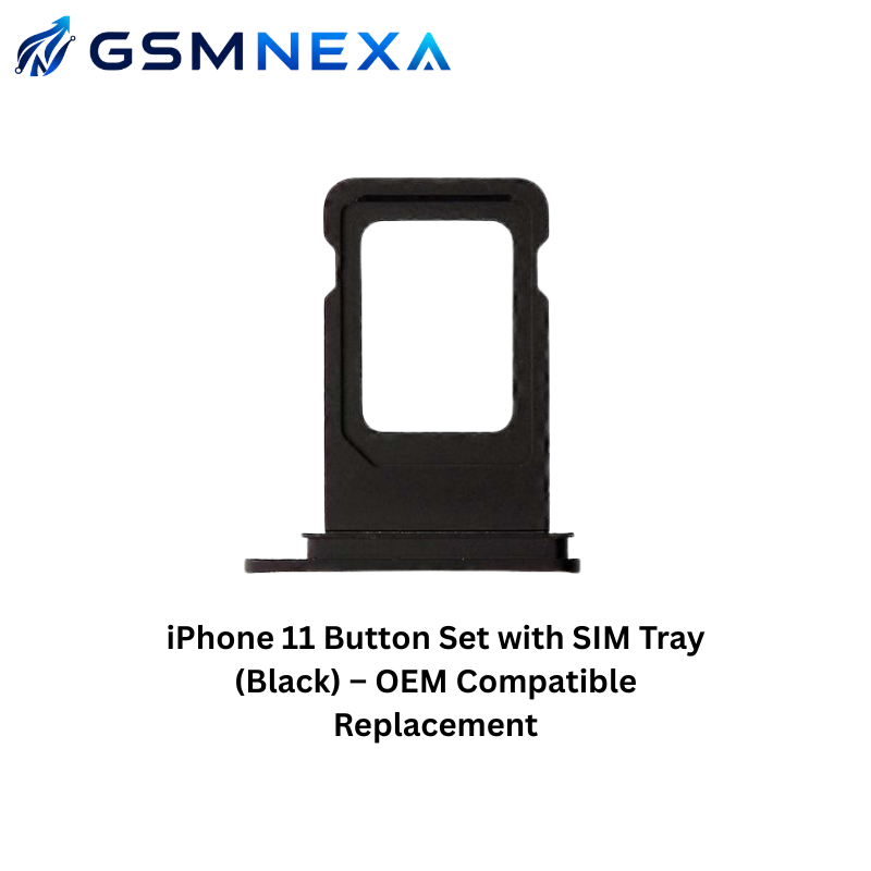 iPhone 11 Button Set with SIM Tray (Black) – OEM Compatible Replacement