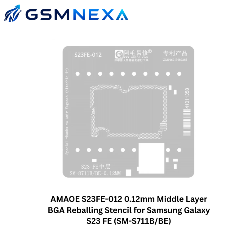 AMAOE S23FE-012 0.12mm Middle Layer BGA Reballing Stencil for Samsung Galaxy S23 FE (SM-S711B/BE)