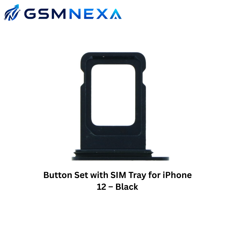 Button Set with SIM Tray for iPhone 12 – Black