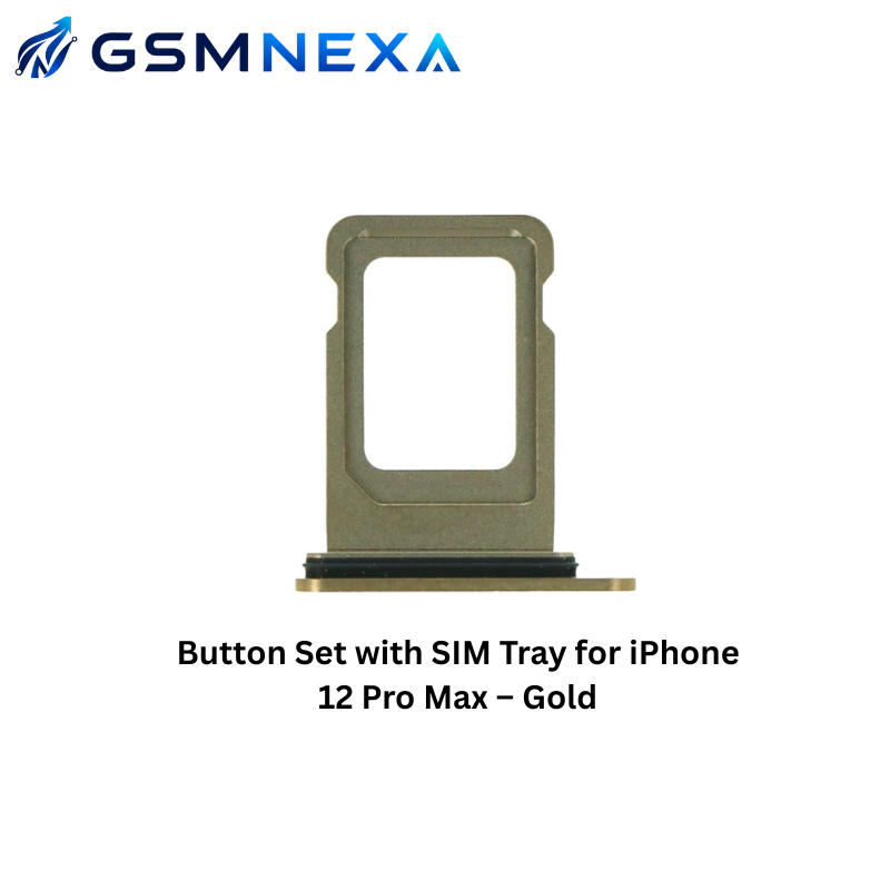 Button Set with SIM Tray for iPhone 12 Pro Max – Gold