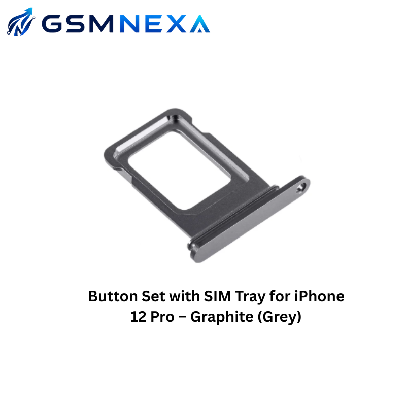 Button Set with SIM Tray for iPhone 12 Pro – Graphite (Grey)