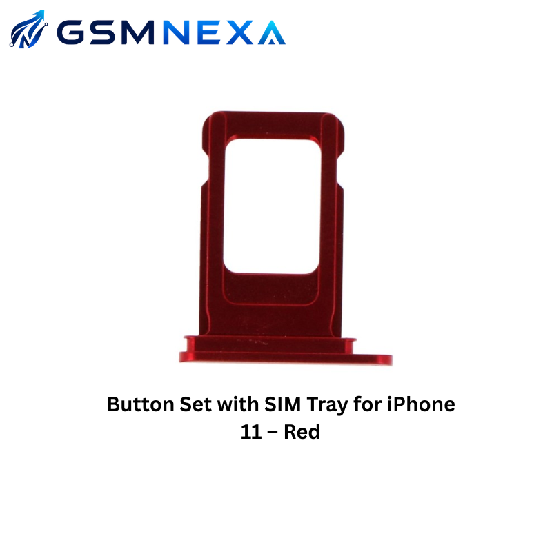 Button Set with SIM Tray for iPhone 11 – Red