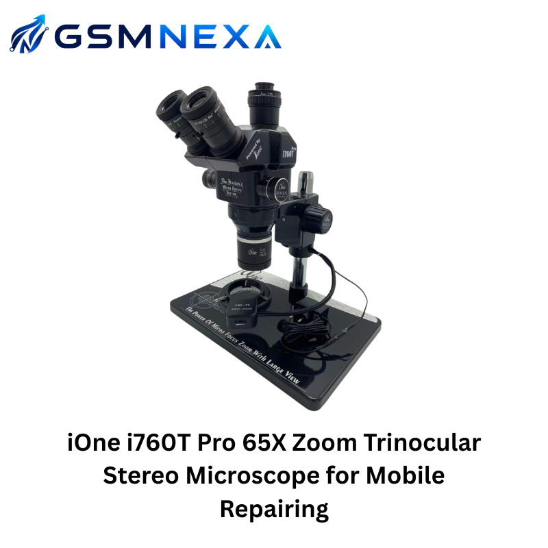 iOne i760T Pro 65X Zoom Trinocular Stereo Microscope for Mobile Repairing
